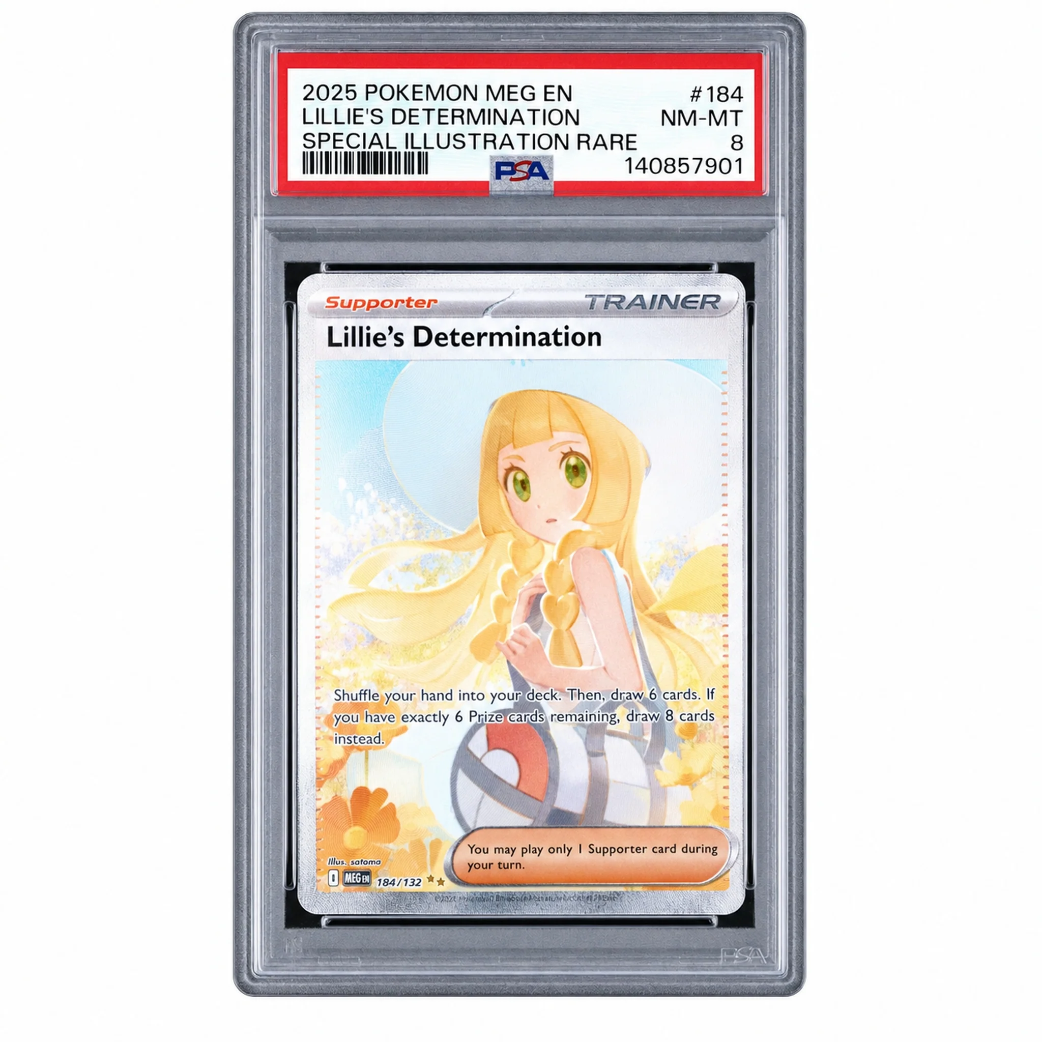 2025 Pokemon Mega Evolution Special Illustration Rare Lillie's Determination #184 PSA 8