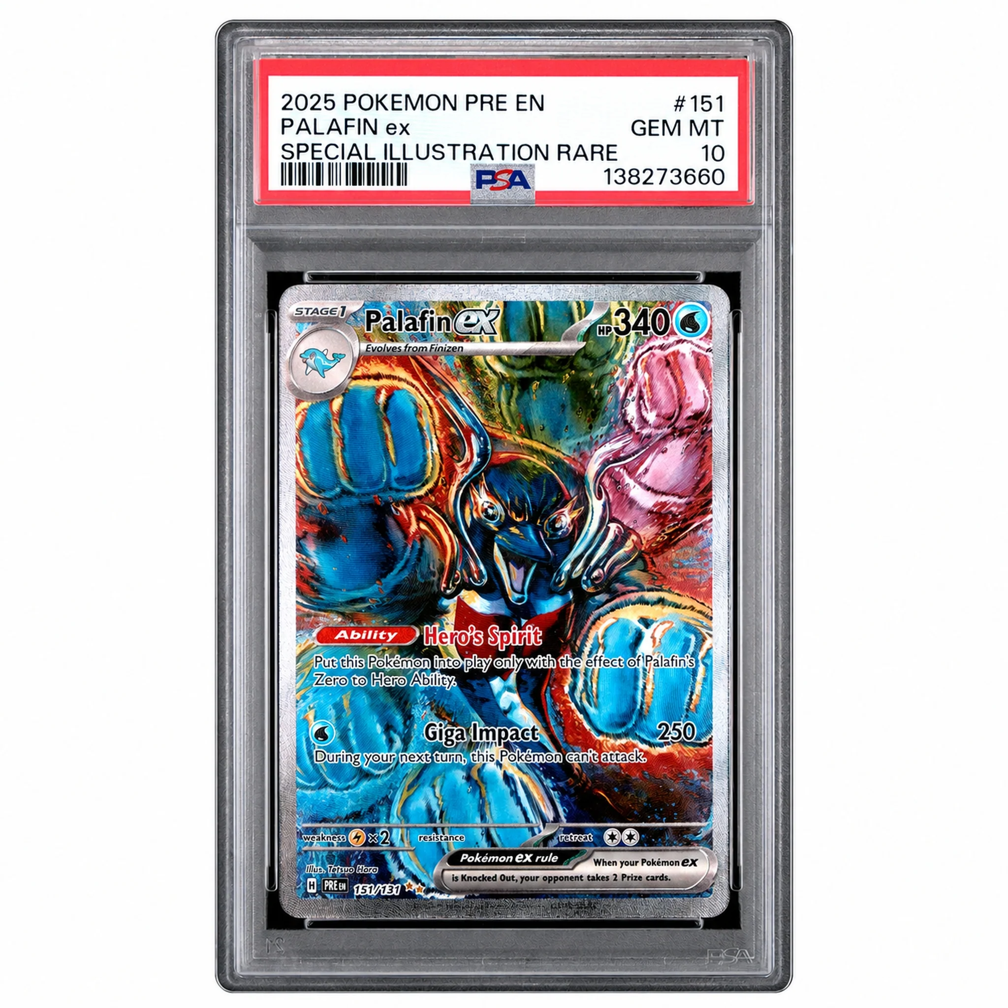 2025 Pokemon Prismatic Evolutions Special Illustration Rare Palkia Ex #151 PSA 10
