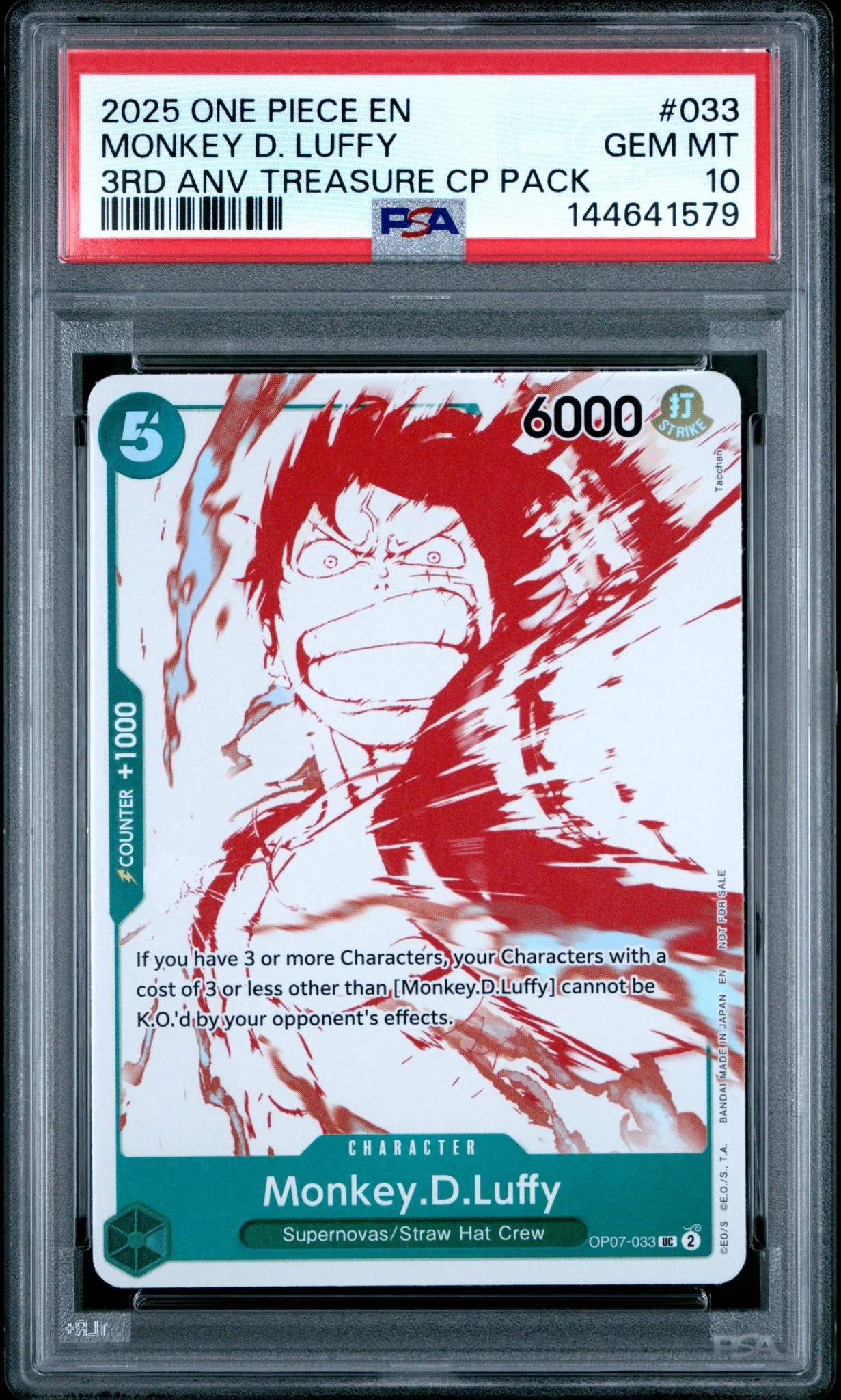 2025 Promotional Cards English 3rd Anniversary Treasure Camp. Monkey D. Luffy #OP07-033 PSA 10