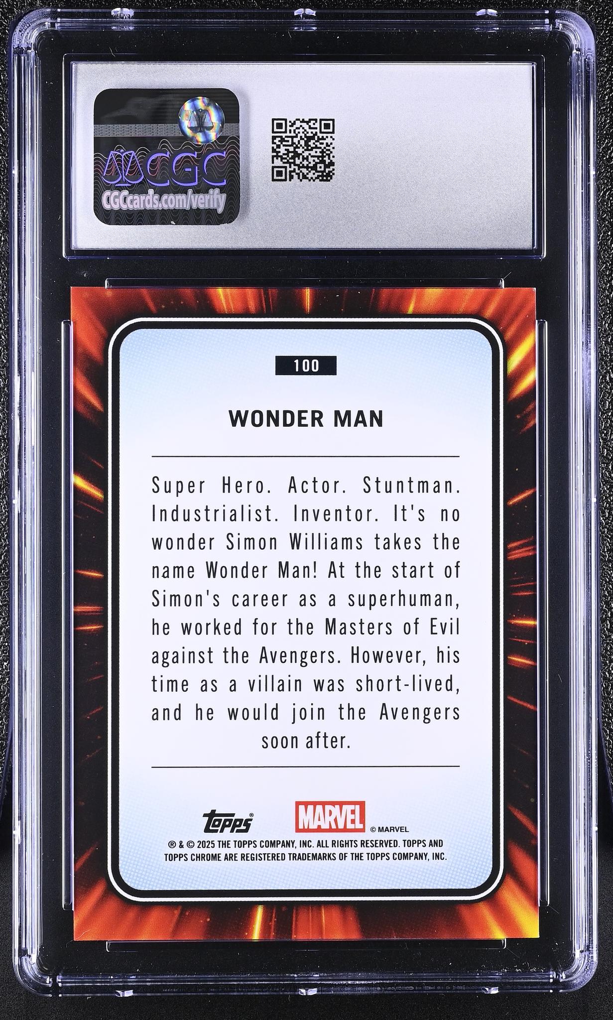 2025 Topps Chrome #100 Wonder Man Rose Gold Mini-Diamond Refractor CGC 8.5 - Image 2