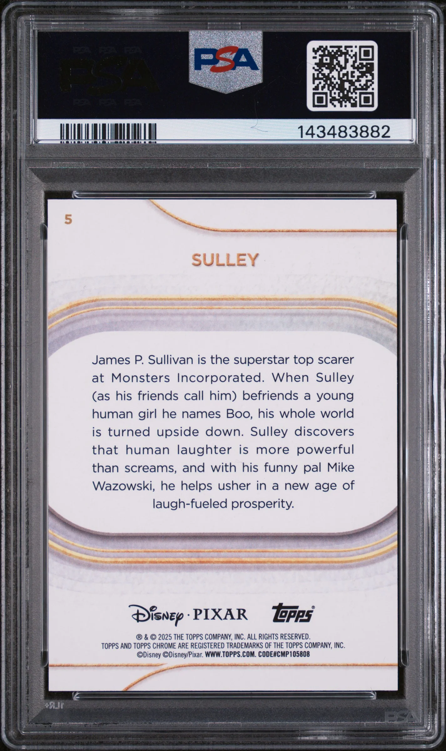 2025 Topps Chrome Disney Image Variation-Speckle Sulley #5 /265 PSA 10 - Image 2