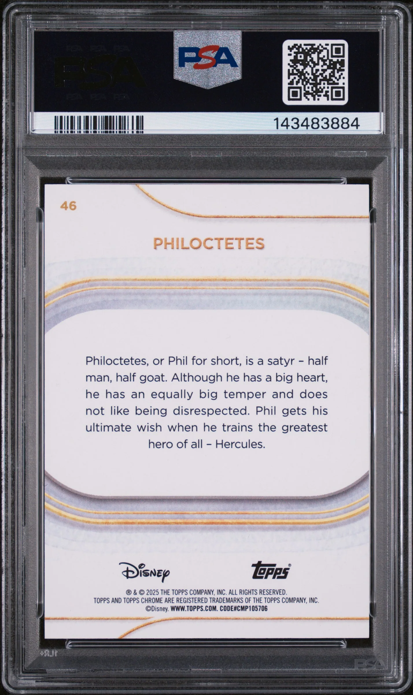 2025 Topps Chrome Disney Red Refractor Philoctetes #46 5/5 PSA 10 - Image 2