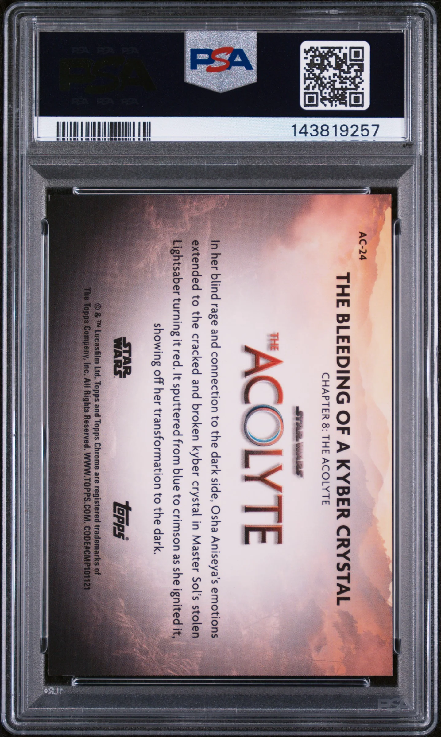 2025 Topps Chrome Star Wars Acolyte Kashyyyk Green Ref Bldng/Kyber Crystal #AC24 /99 PSA 9 - Image 2
