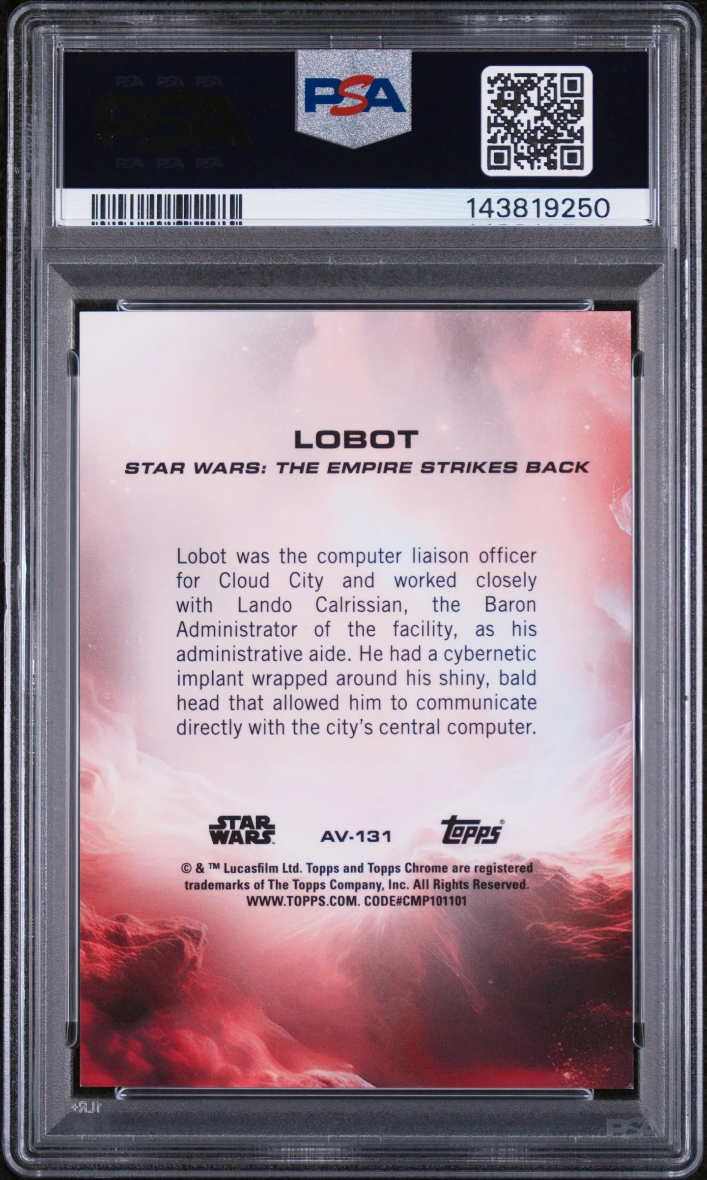 2025 Topps Chrome Star Wars Aurebesh Variation Lobot #AV131 /99 PSA 9 - Image 2