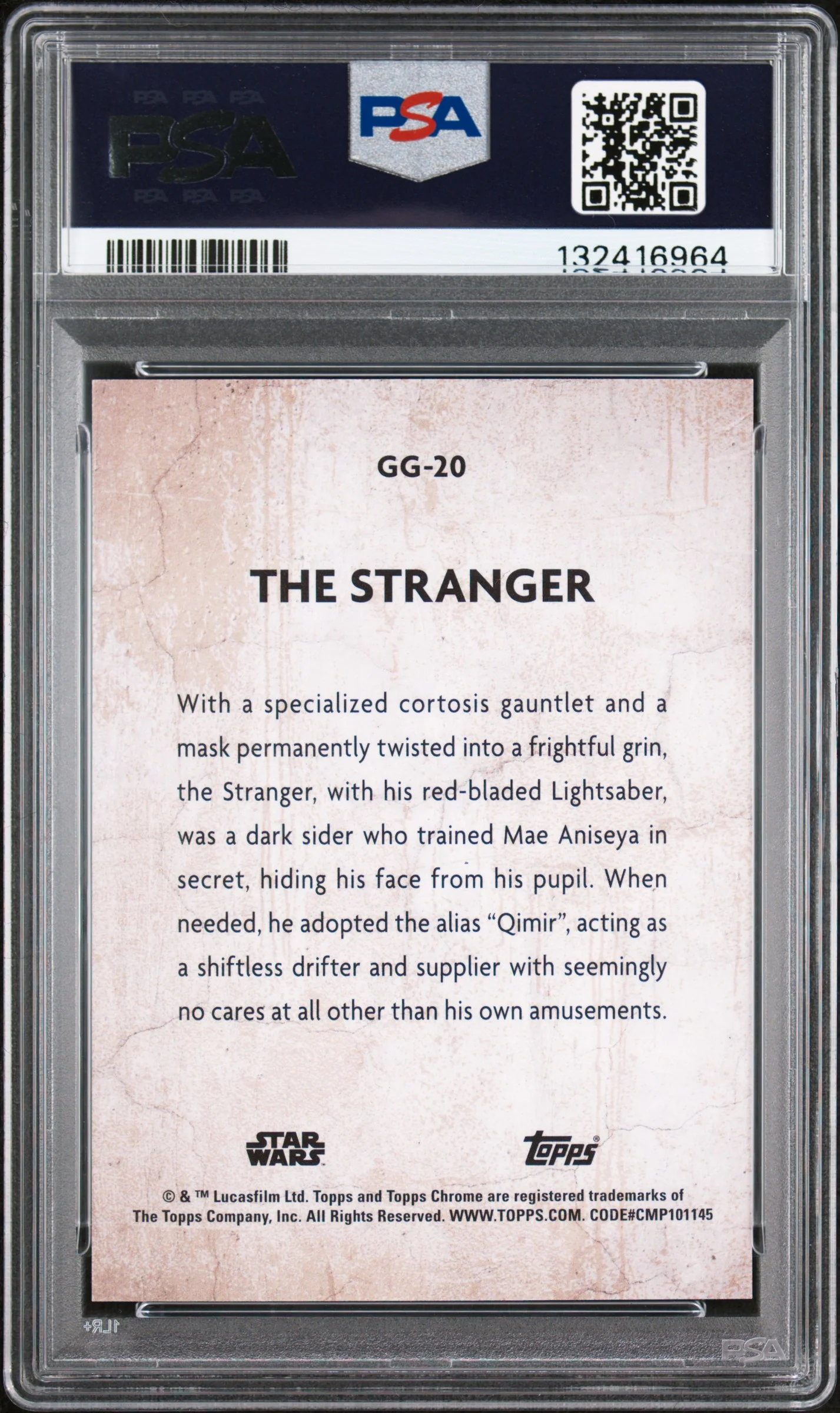 2025 Topps Chrome Star Wars Galactic Graffiti the Stranger #GG20 PSA 10 - Image 2
