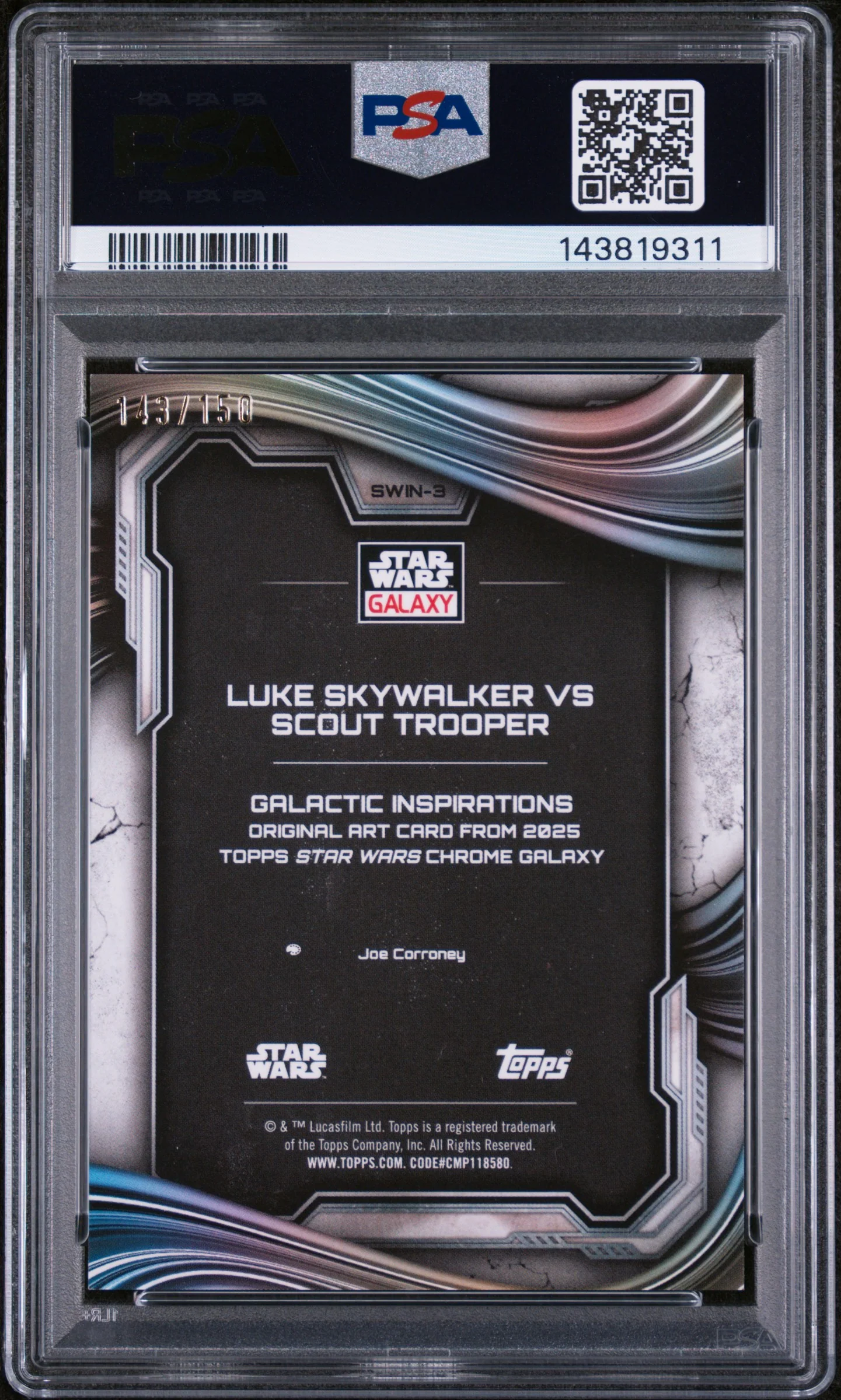 2025 Topps Chrome Star Wars Galaxy Galactic Inspirations Atomic Refractor Luke Skywalker Vs Scout Trooper #SWIN-3 /150 PSA 9 - Image 2