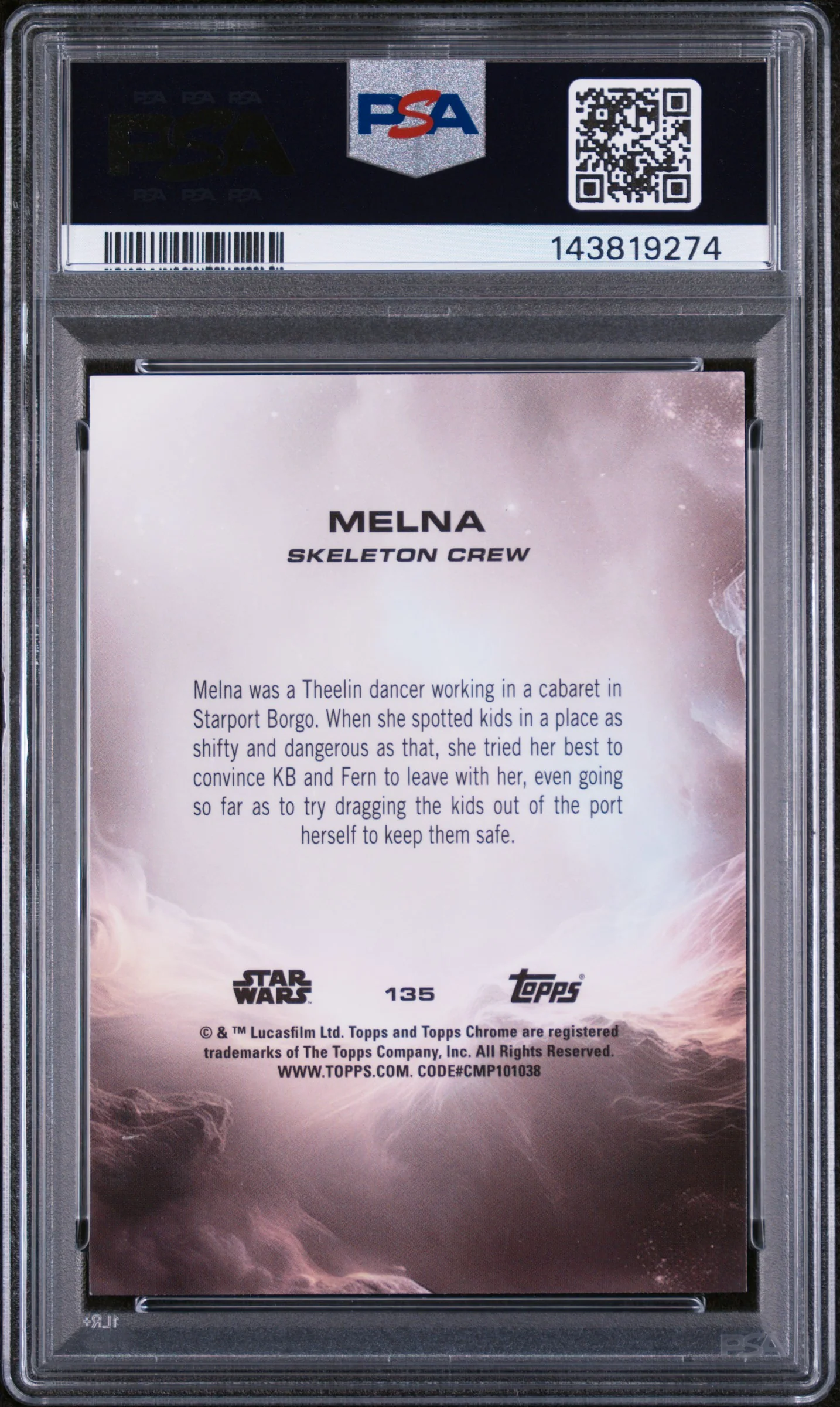 2025 Topps Chrome Star Wars Kamino Purple Refractor Melna #135 /199 PSA 9 - Image 2