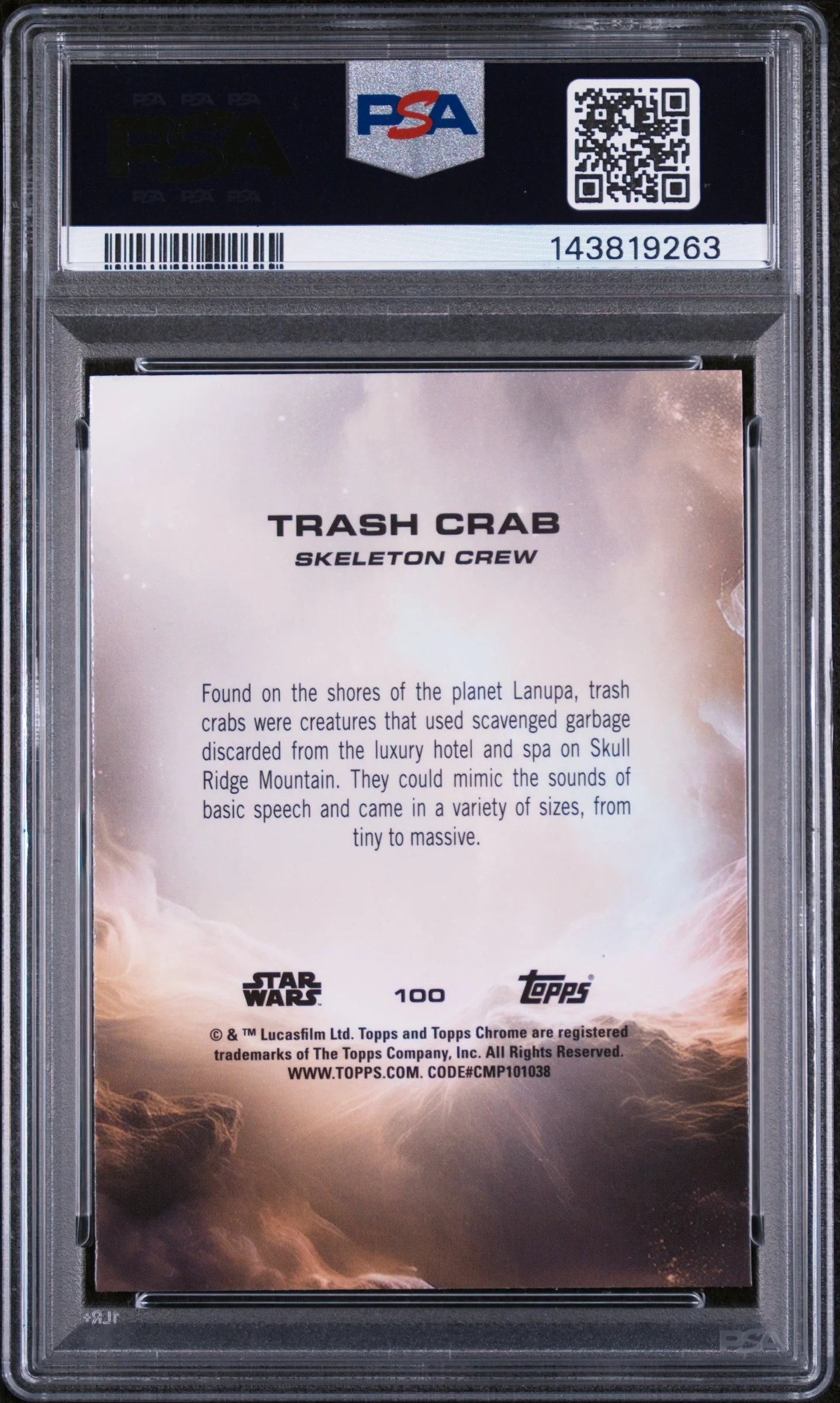 2025 Topps Chrome Star Wars Kamino Purple Refractor Trash Crab #100 /199 PSA 9 - Image 2