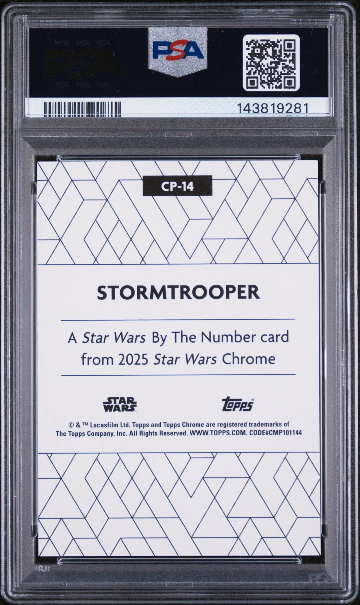 2025 Topps Chrome Star Wars Star Wars By the Number Stormtrooper #CP14 PSA 9 - Image 2