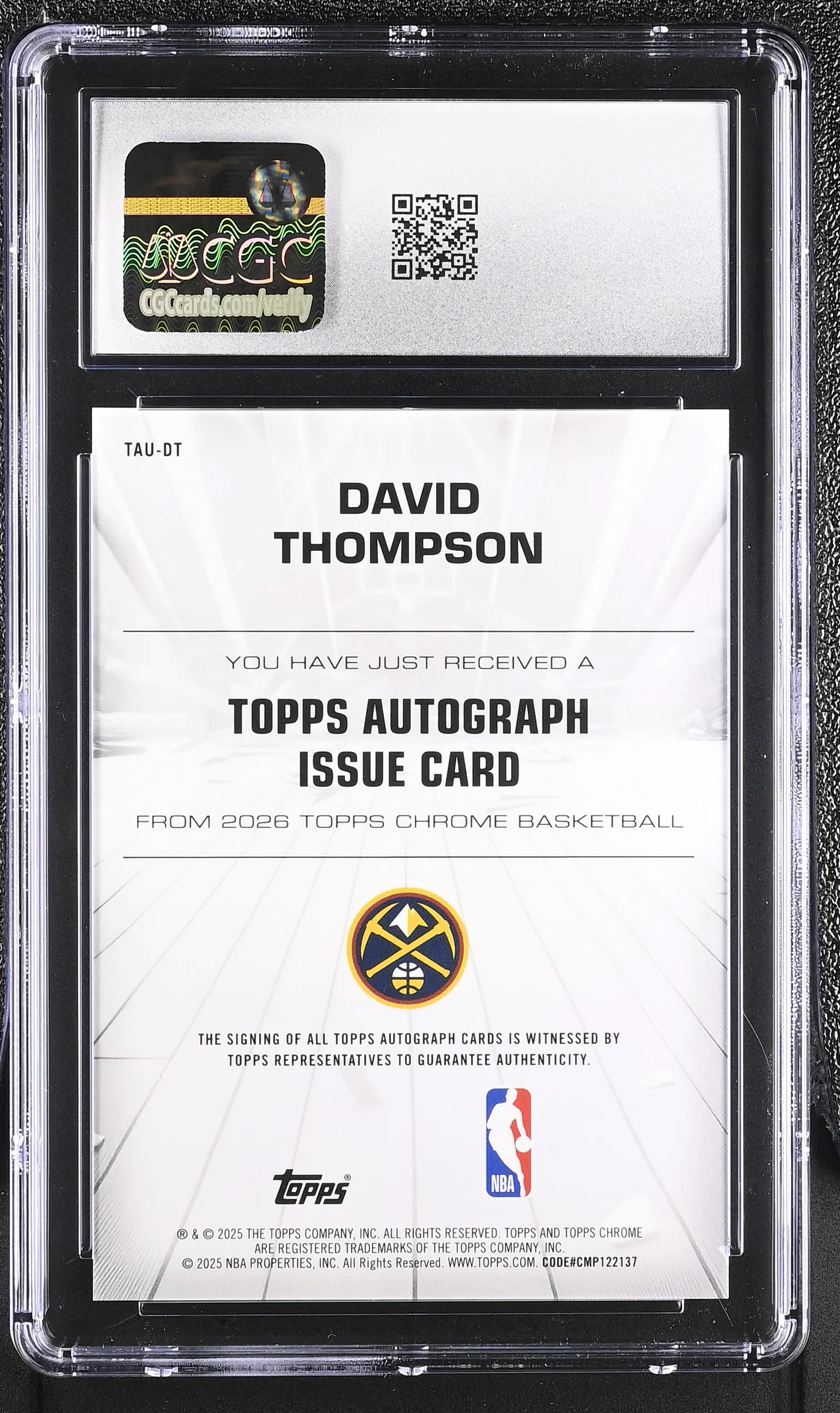 2025 Topps Chrome #TAU-DT David Thompson Autograph Issue Auto CGC 10 - Image 2