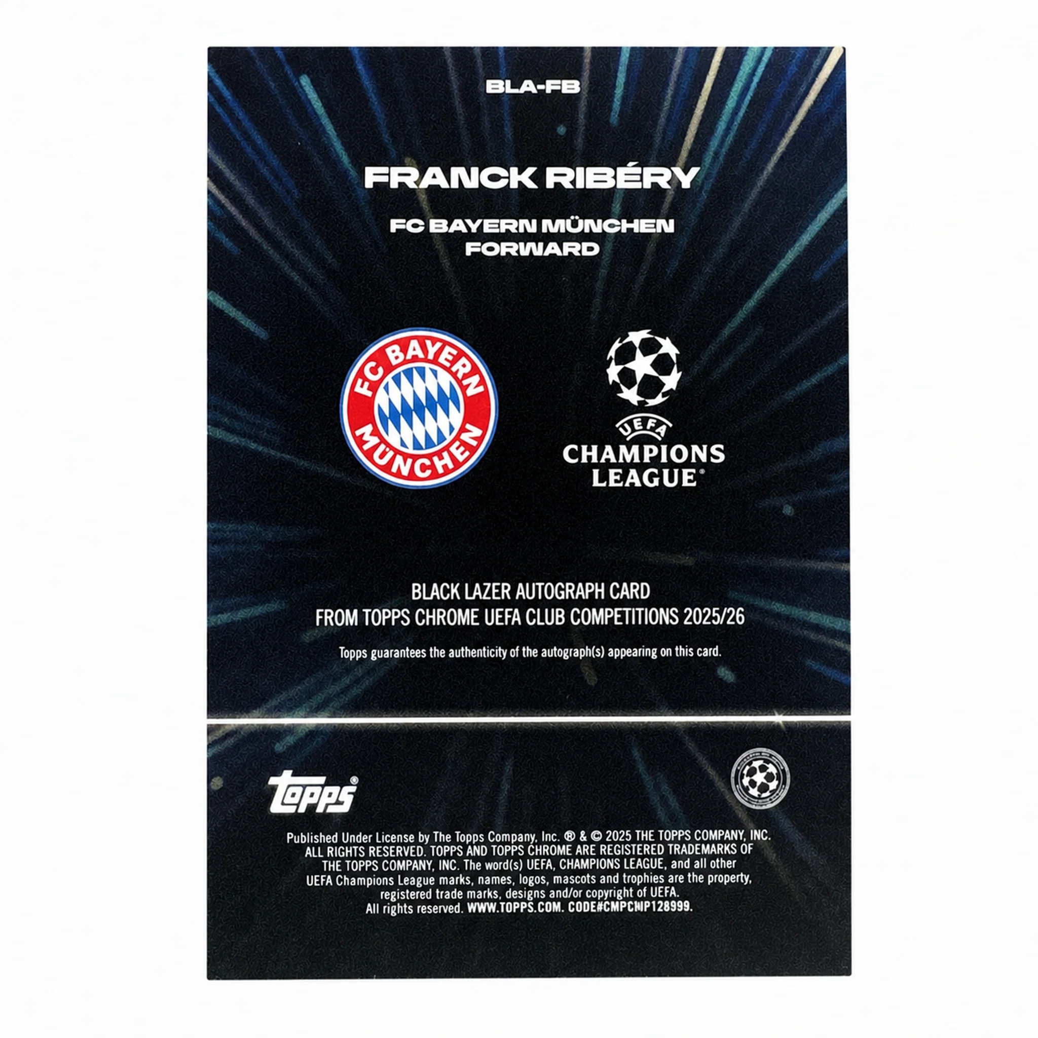 2025 Topps Chrome UCC Franck Ribery Black Lazer Auto Neon Green Refractor /99 - Image 2