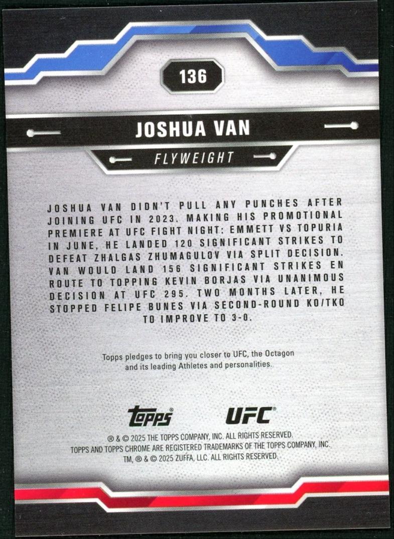 2025 Topps Chrome UFC #136 Joshua Van Purple Geometric /10 - Image 2