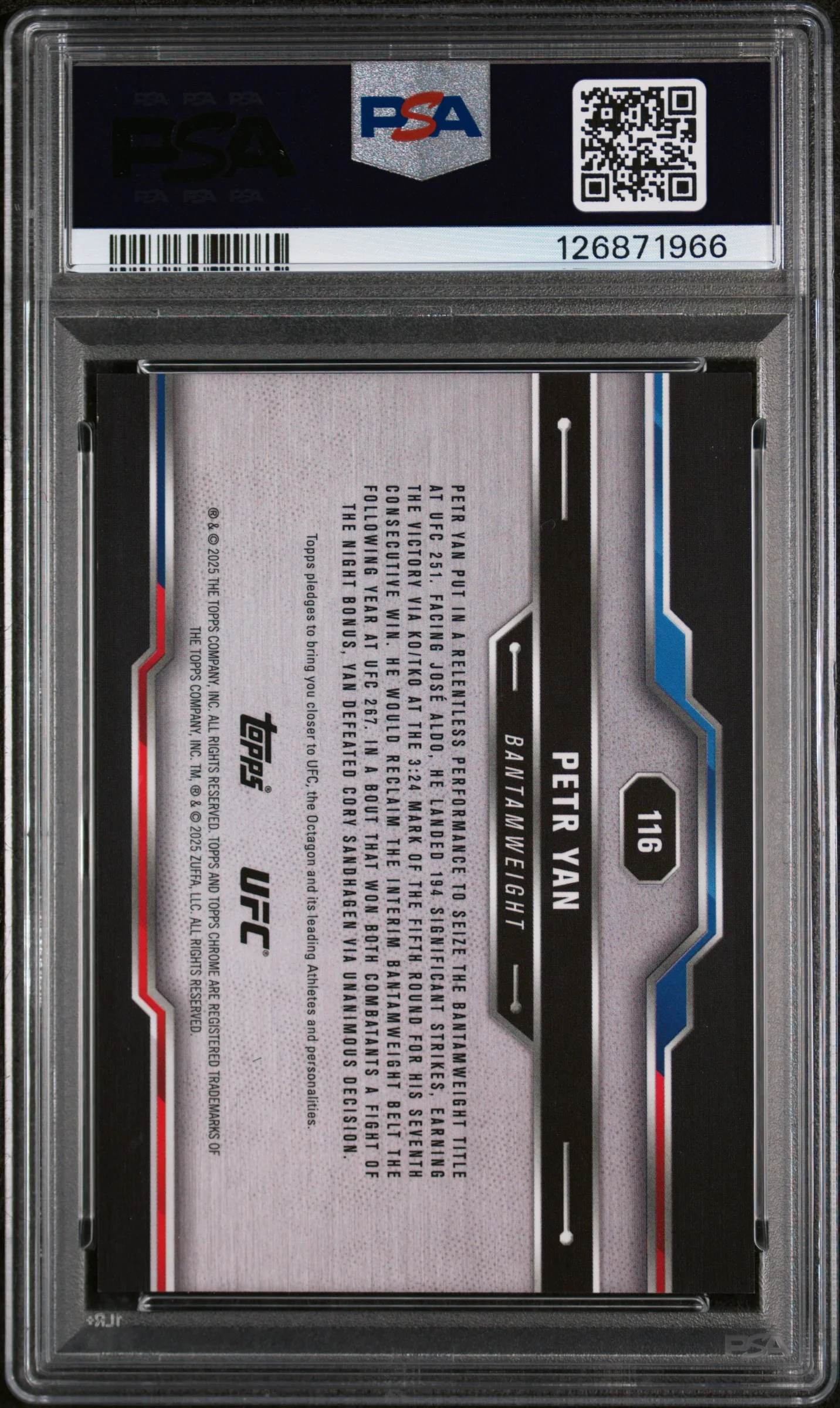 2025 Topps Chrome UFC Gold Geometric Petr Yan #116 /50 PSA 9 - Image 2