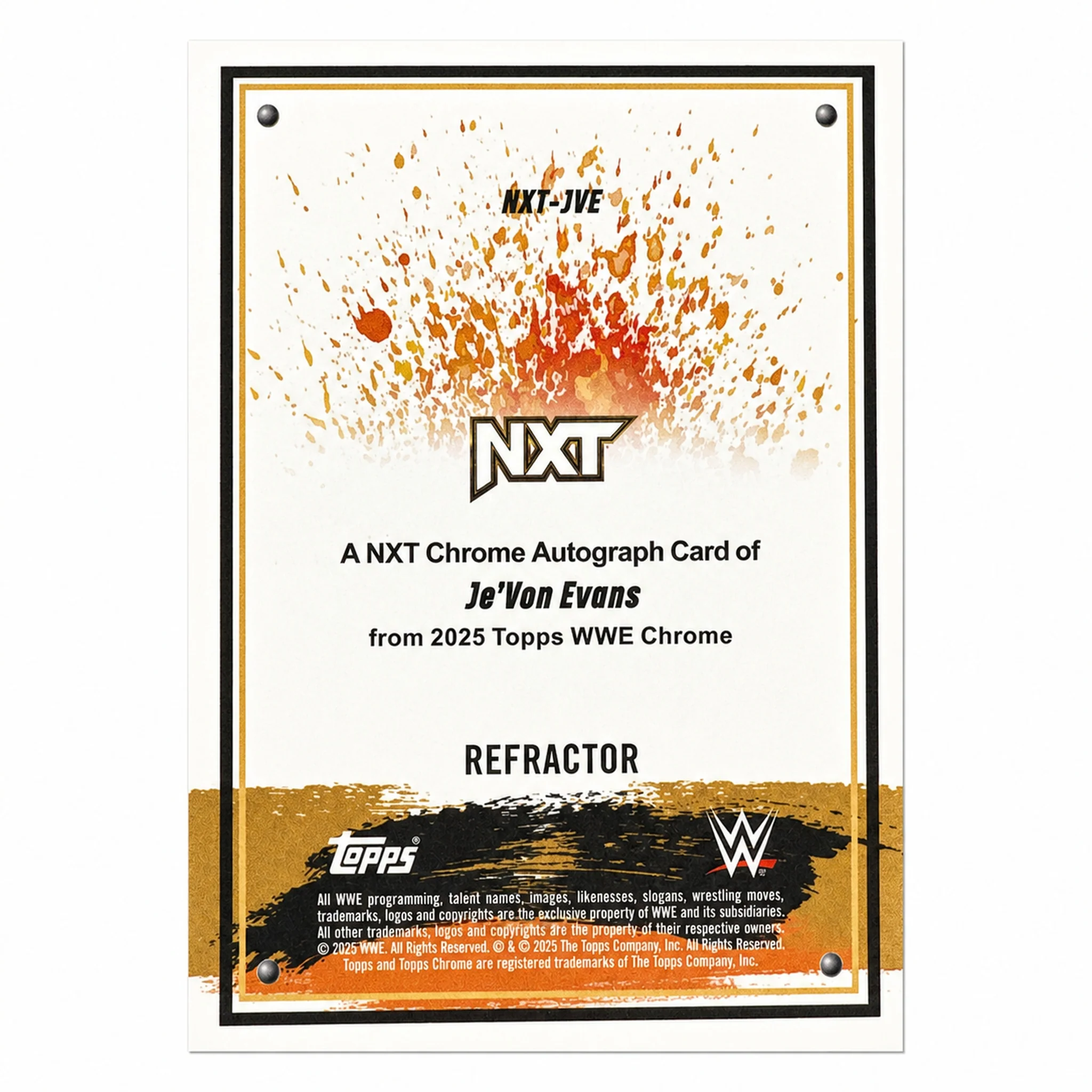 2025 Topps Chrome WWE Je'Von Evans NXT Auto Refractor /175 - Image 2