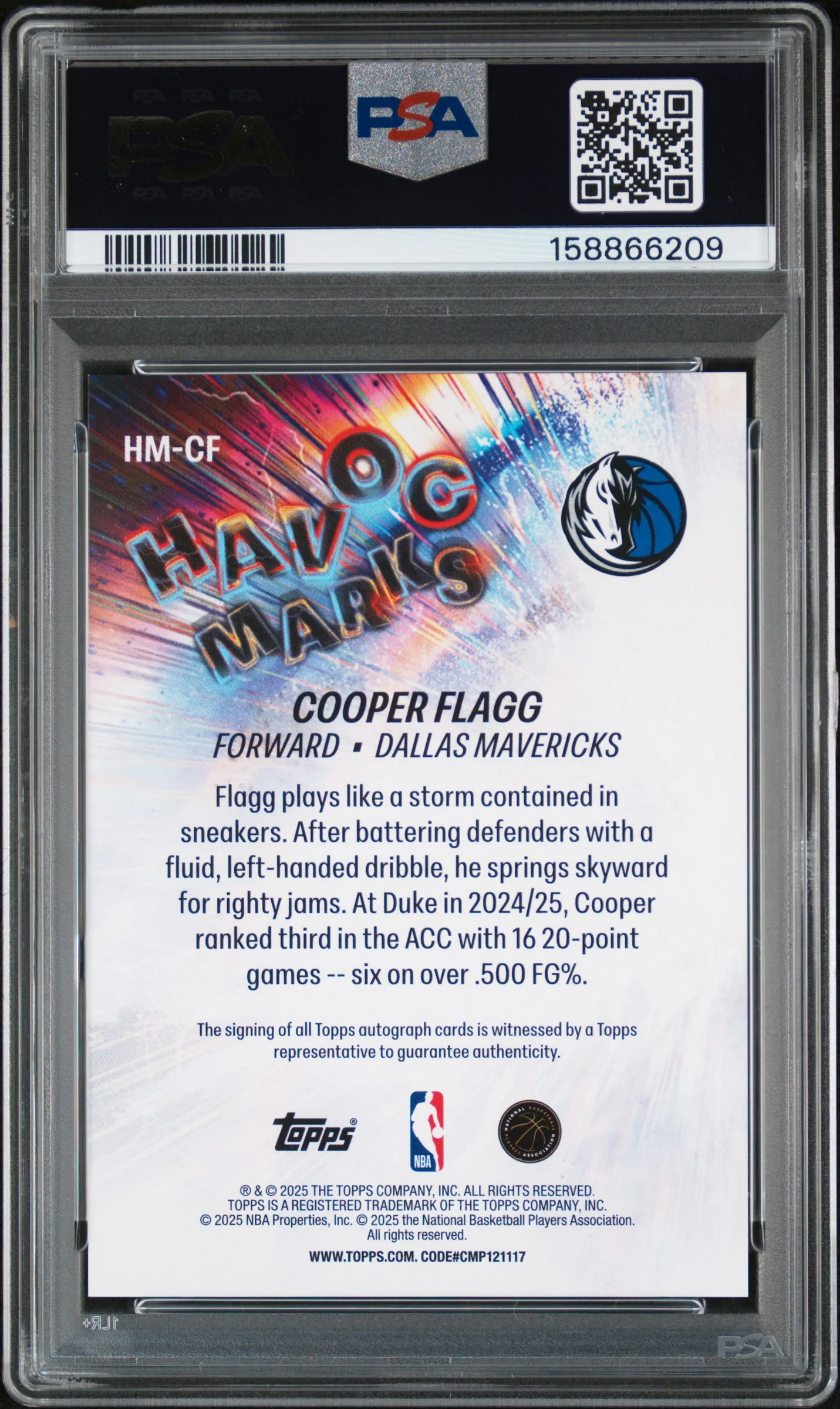 2025 Topps Havoc Marks Cooper Flagg #HMCF PSA 9 - Image 2