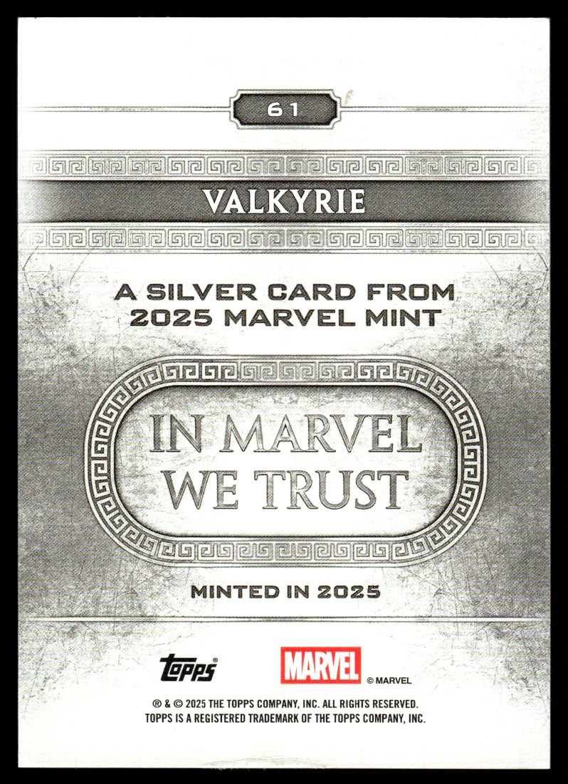 2025 Topps Minted 61 Valkyrie Marvel Mint /10 - Image 2