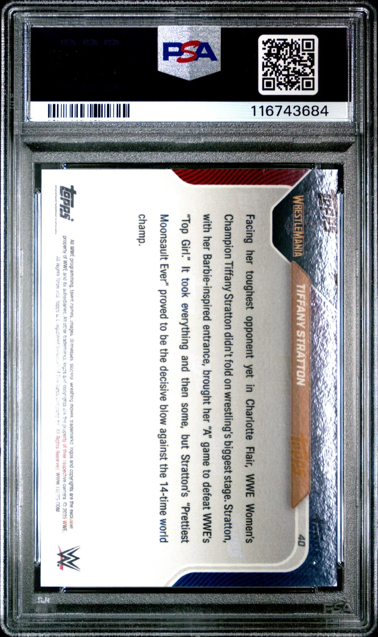 2025 Topps Now WWE Tiffany Stratton #40 PSA 9 - Image 2