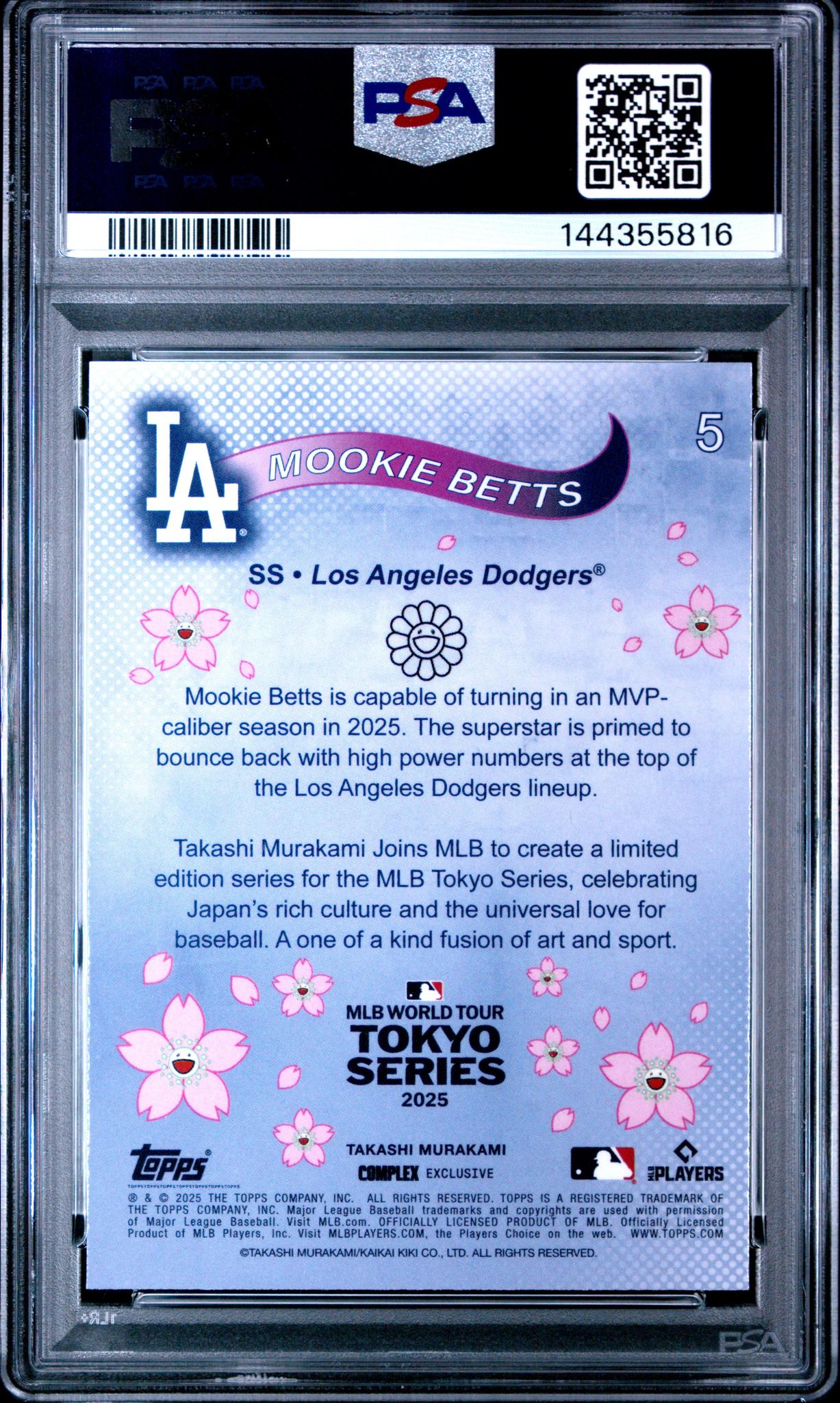 2025 Topps Takashi Murakami + MLB World Tour Tokyo Series Mookie Betts #5 PSA 9 - Image 2
