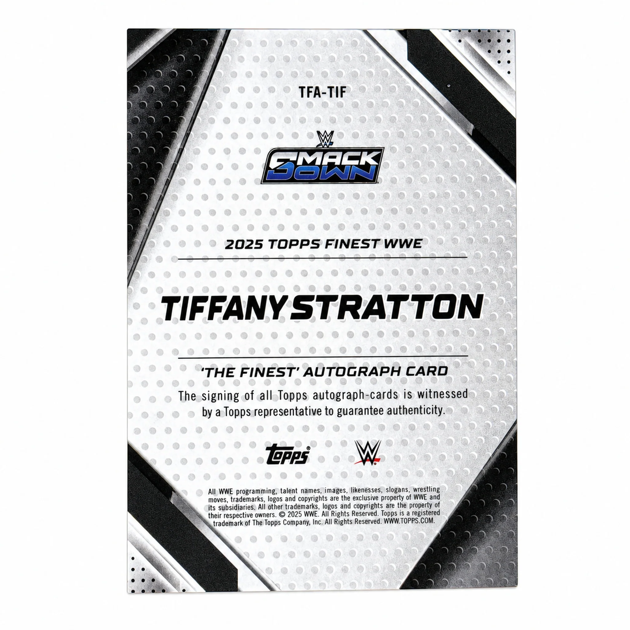 2025 Topps The Finest WWE Tiffany Stratton Gold Refractor Auto /50 - Image 2