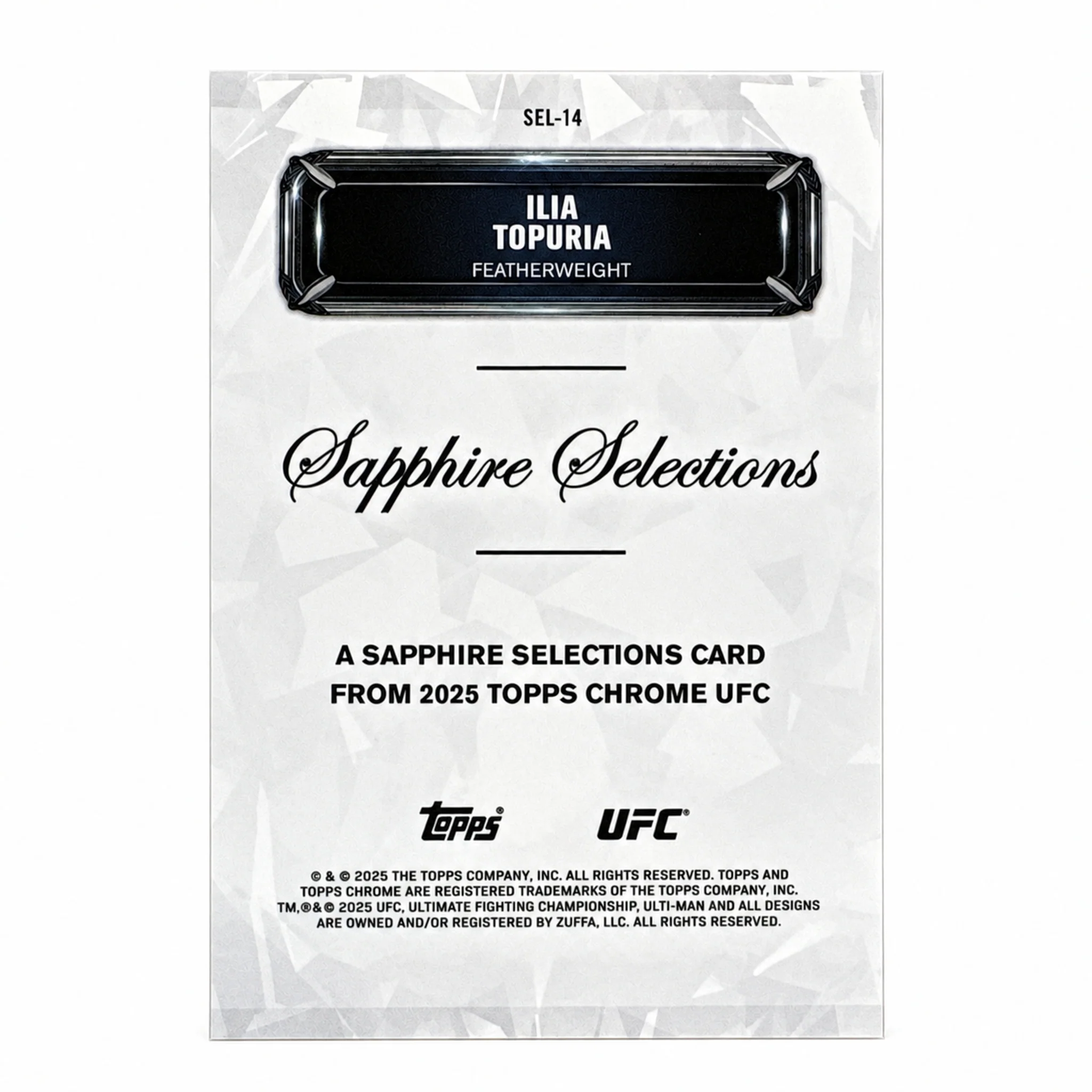 2025 Topps UFC Chrome Sapphire Selections Ilia Topuria SP - Image 2