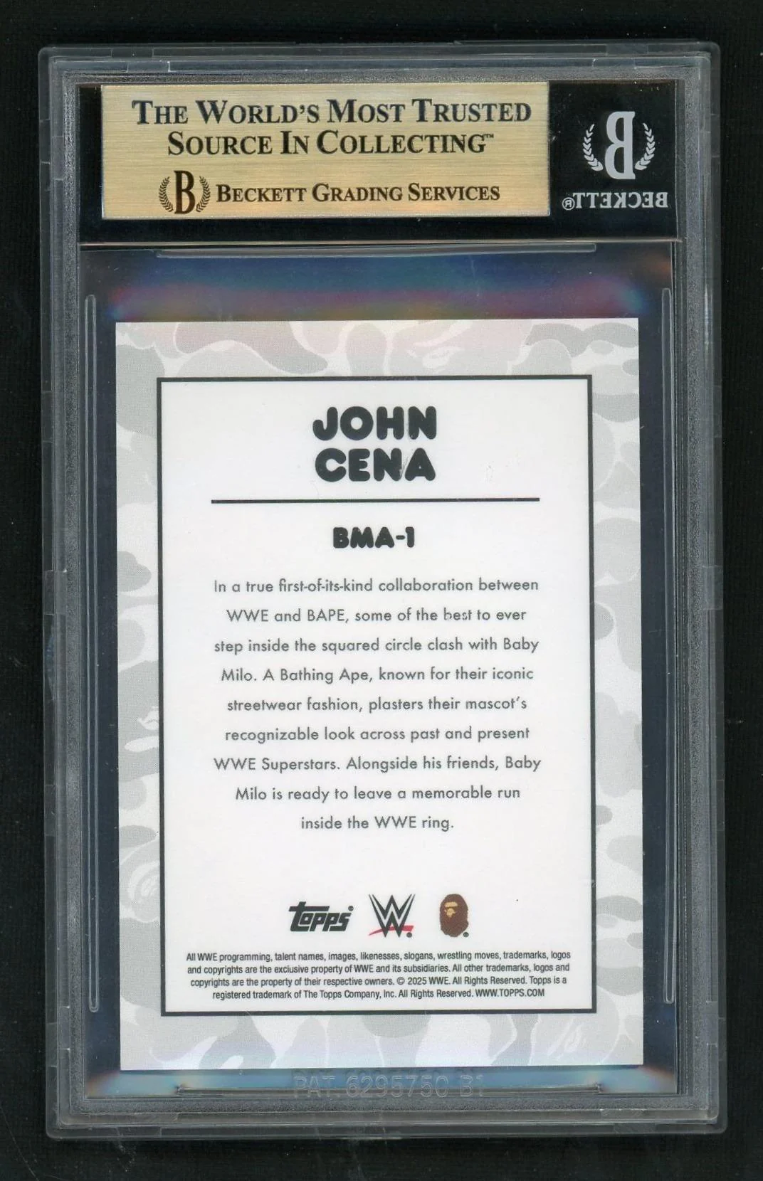 2025 Topps WWE x Bape #1 John Cena Pink Camo /25 BGS 9.5 - Image 2