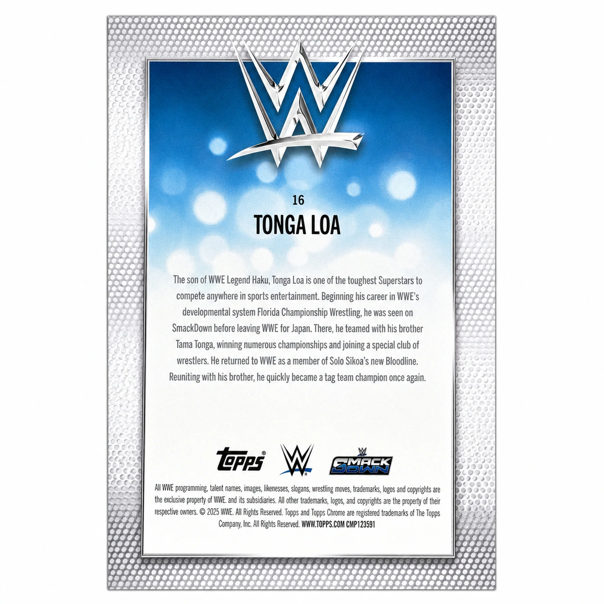 2026 Topps Chrome #16 Tonga Loa FrozenFractor -4/0 SSP - Image 2