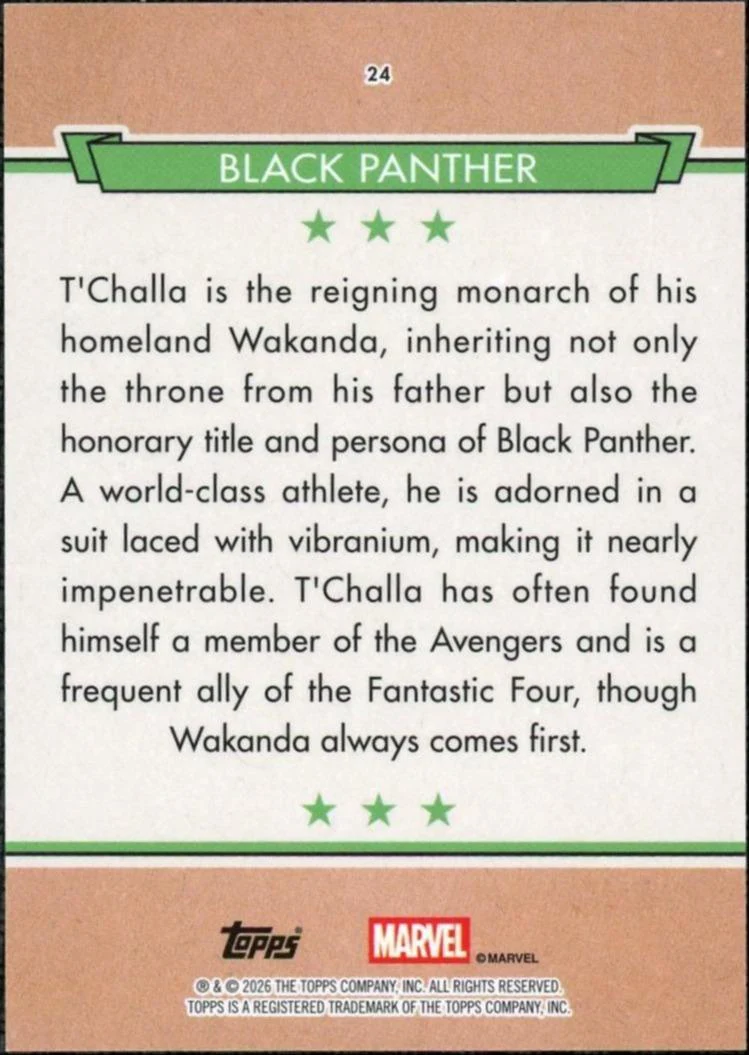 2026 Topps Marvel Brooklyn Collection Black Panther Red 3/5 - Image 2