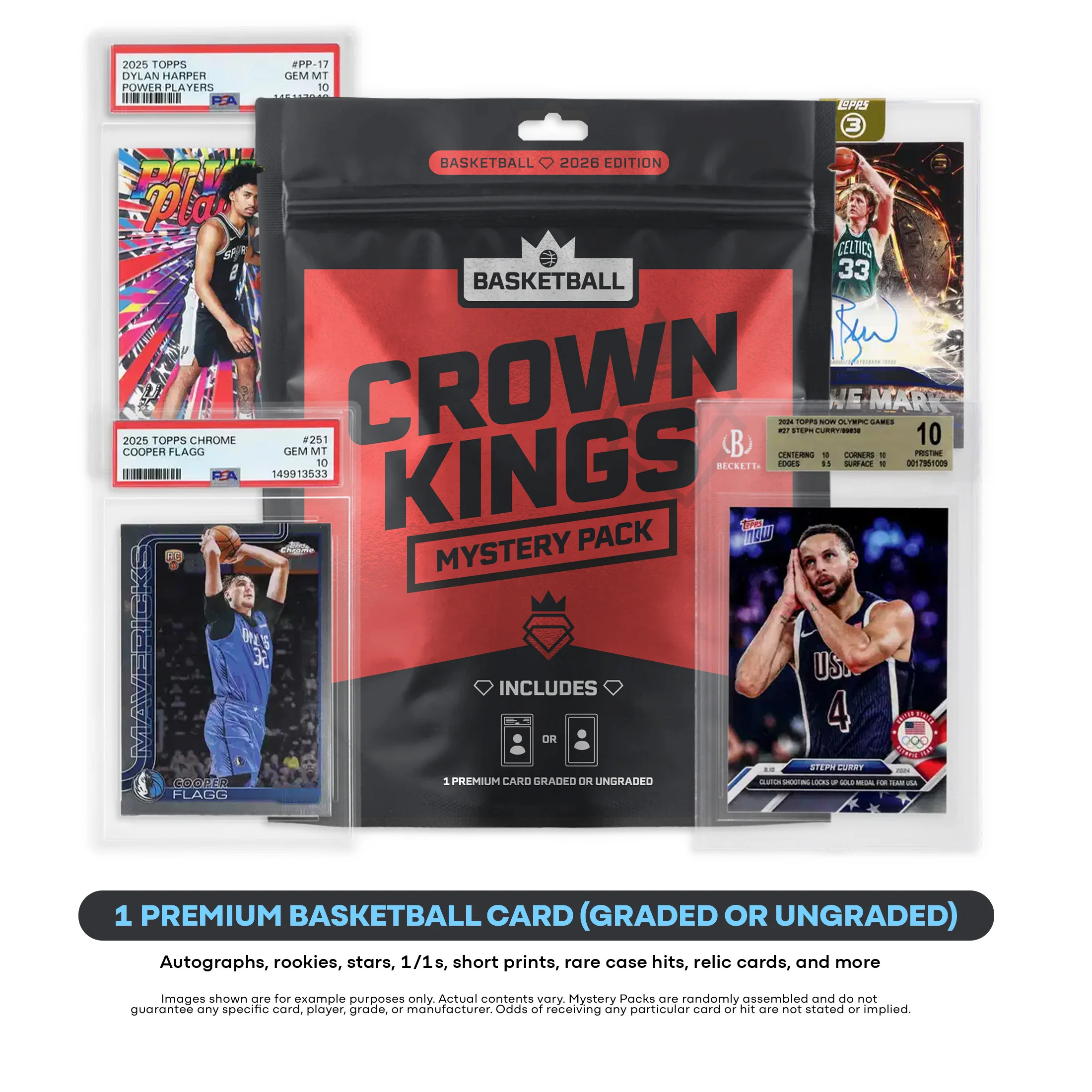 Crown Kings - NBA Basketball Mystery Pack (1) Premium Hit $25-$500 Graded Or Raw
