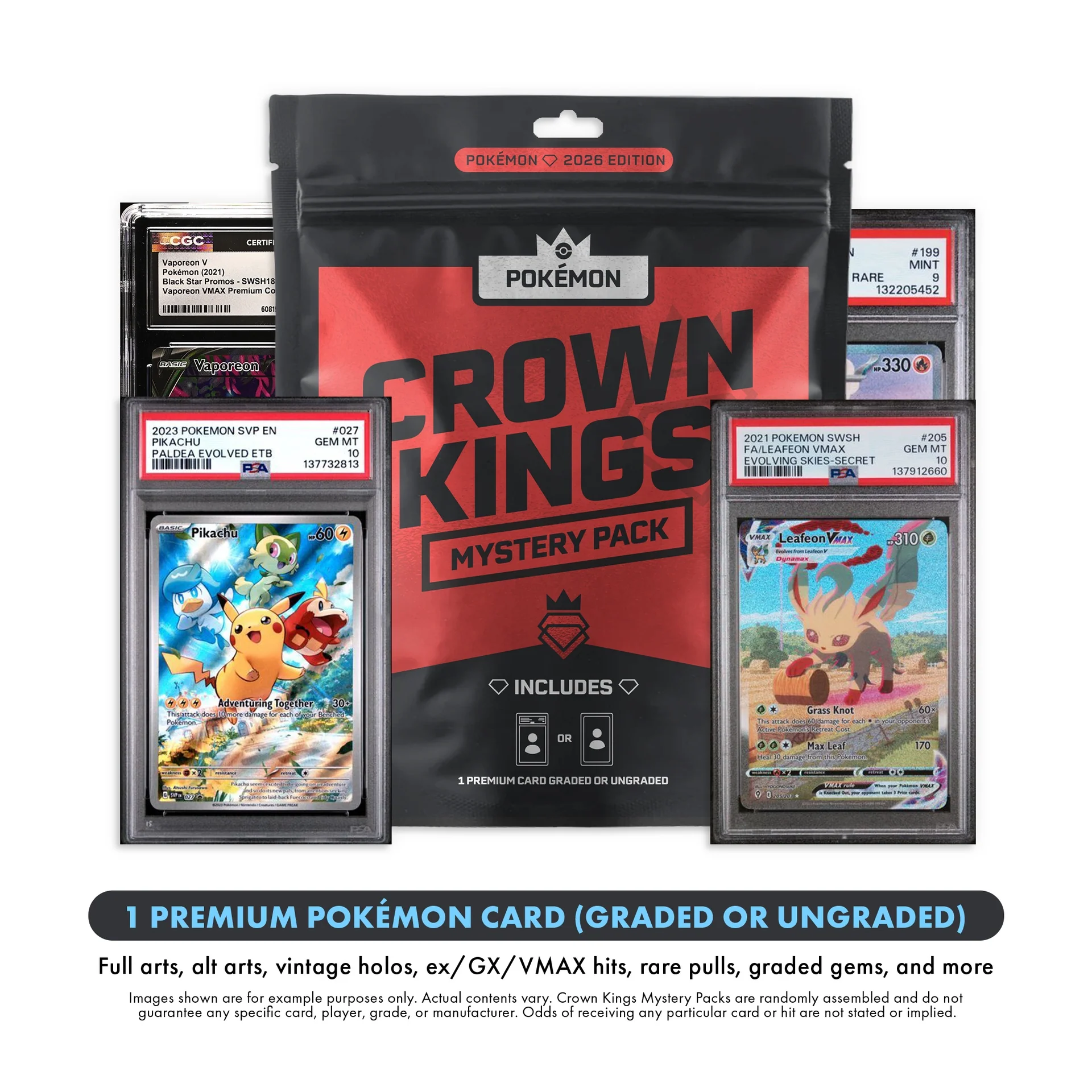 Crown Kings - Pokemon Mystery Pack (1) Premium Card $25-$500 Value Graded or Raw
