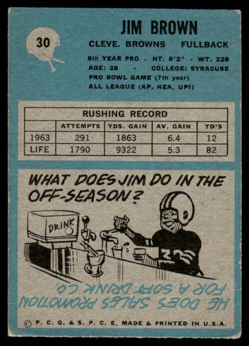 P.C.G. & S.P.C.E. 30 Jim Brown Cleveland Browns - Image 2