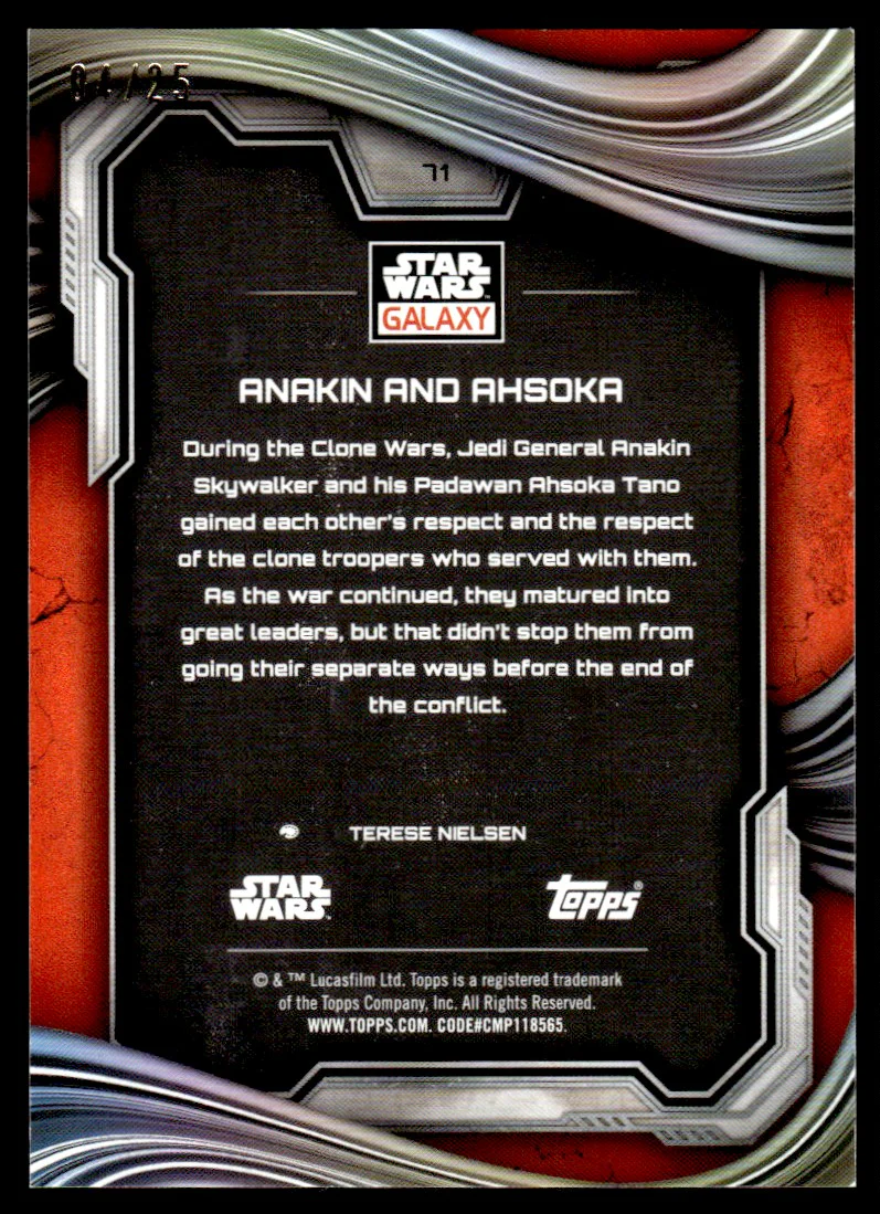 Topps Star Wars Galaxy 71 Anakin and Ahsoka /125 - Image 2